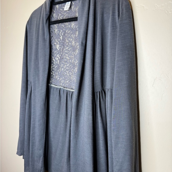 Style & Co. Charcoal Open Cardigan with Lace - Picture 3 of 5